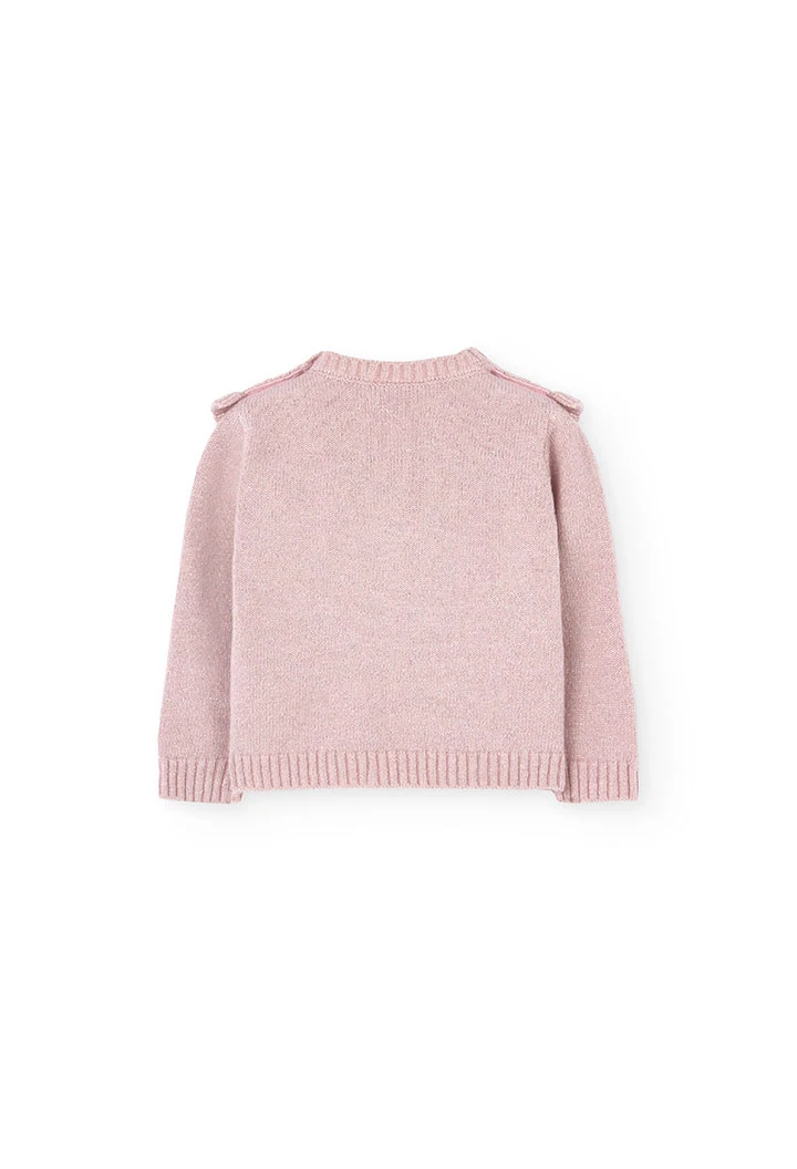 Knitted jumper for baby girl in pink