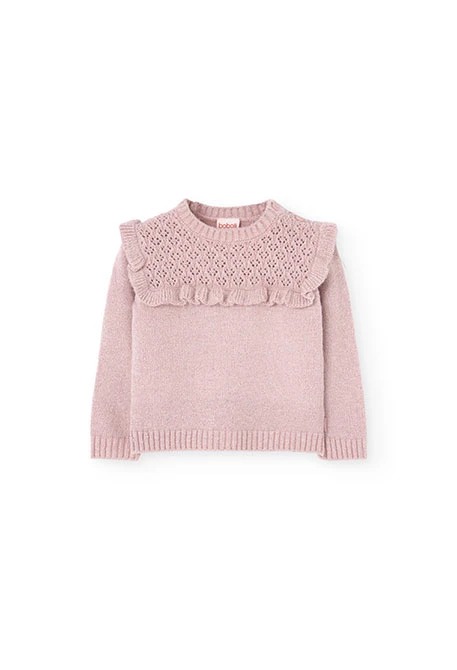 Knitted jumper for baby girl in pink