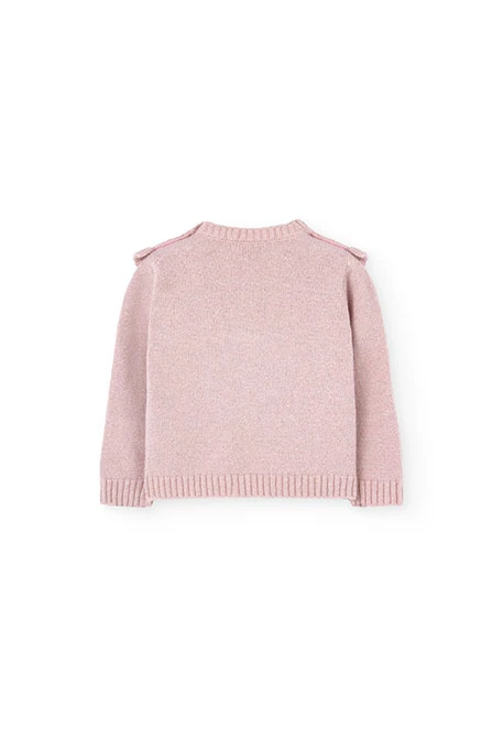 Jersey tricotosa para bebé niña en rosa