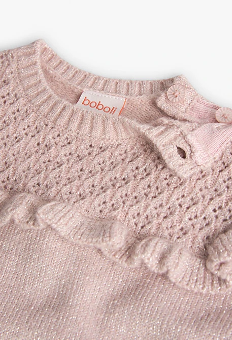Knitted jumper for baby girl in pink