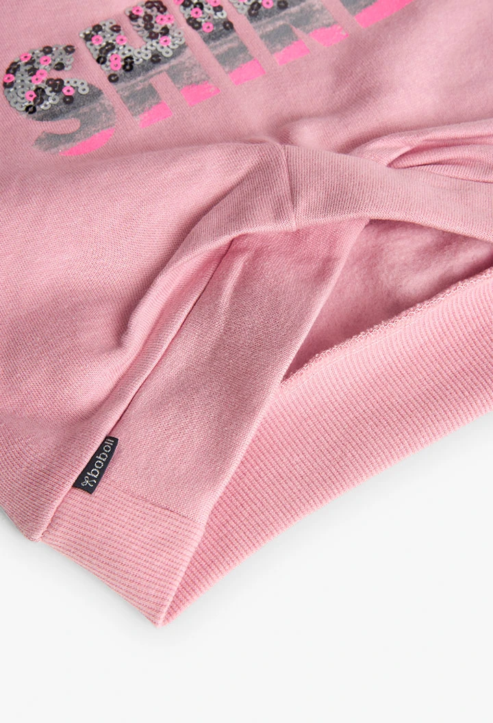 Fleece sweatshirt for baby girl in pink