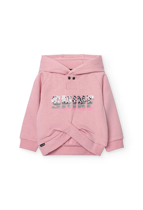 Fleece sweatshirt for baby girl in pink