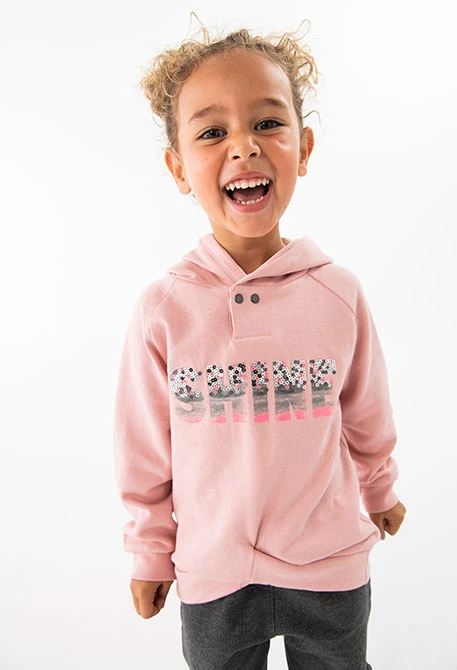 Sweatshirt de pelfa para bebé menina em rosa