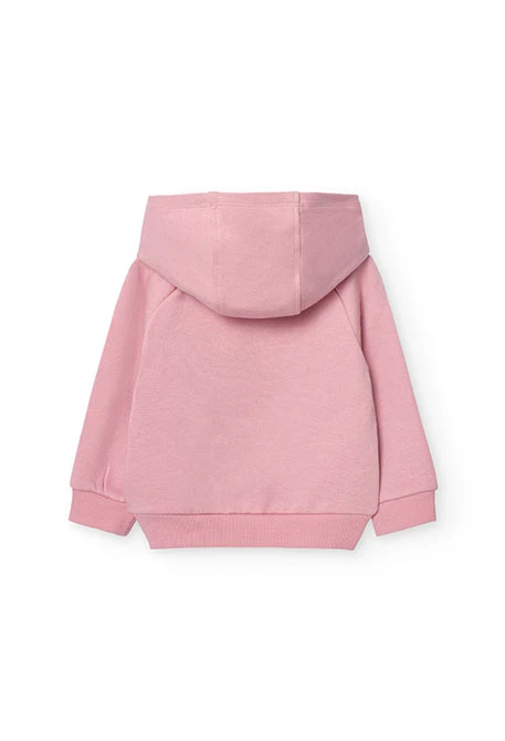 Fleece sweatshirt for baby girl in pink