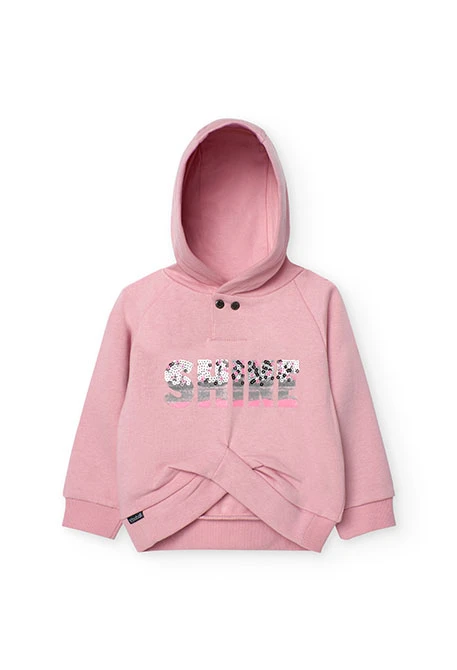 Fleece sweatshirt for baby girl in pink