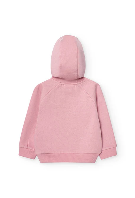 Fleece sweatshirt for baby girl in pink