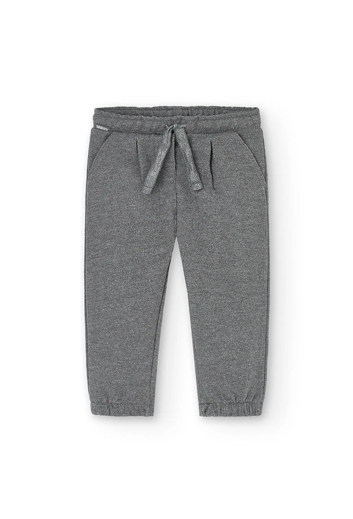 Dark grey fleece trousers for baby girl