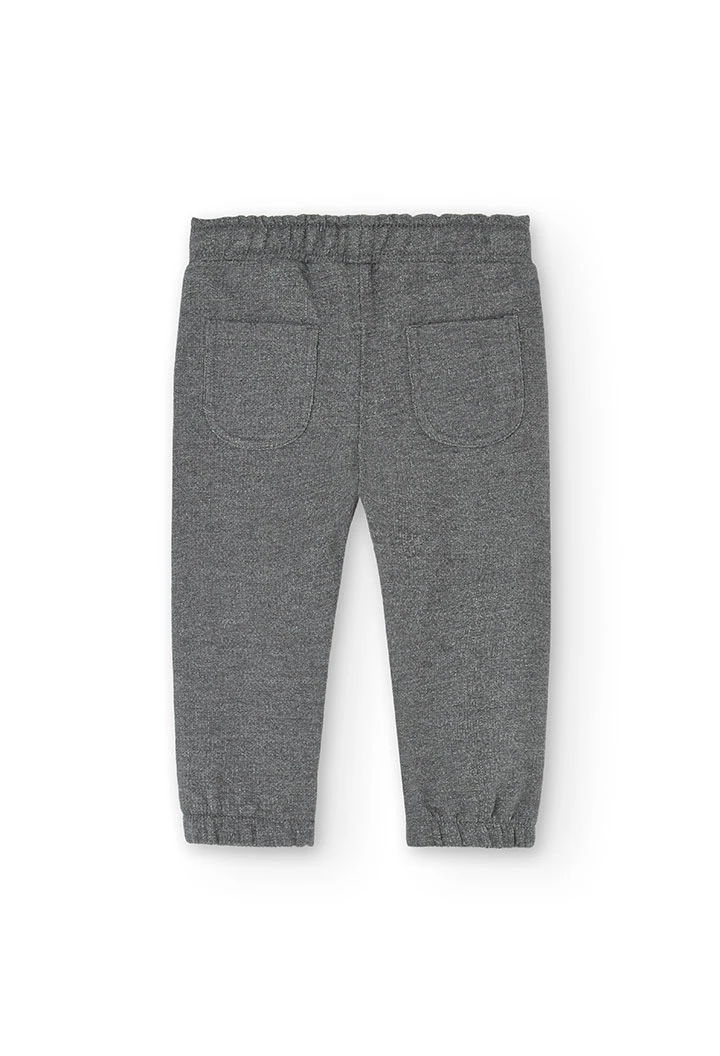 Pantalón de felpa para bebé niña en gris oscuro