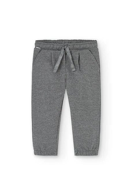 Dark grey fleece trousers for baby girl