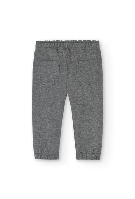 Dark grey fleece trousers for baby girl