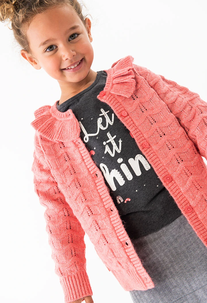 Cardigan tricoté pour bébé fille en rose