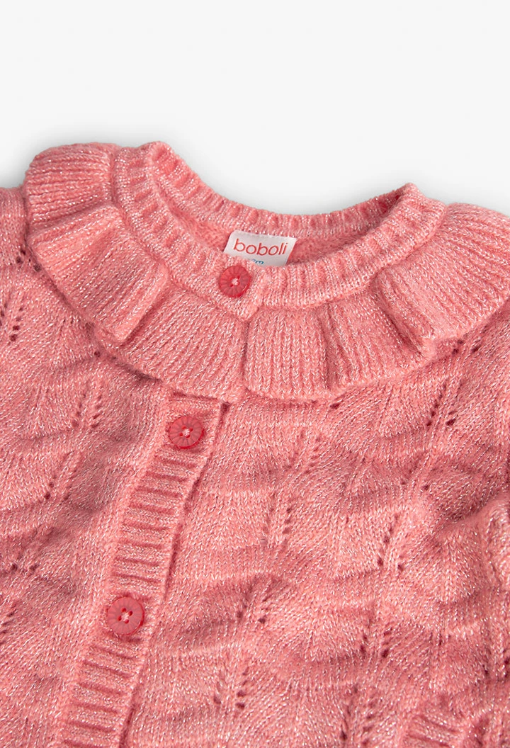 Cardigan tricoté pour bébé fille en rose