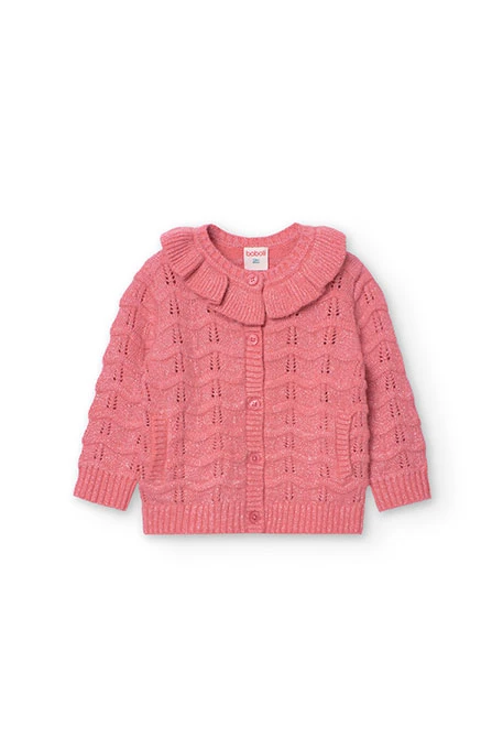 Cardigan tricoté pour bébé fille en rose