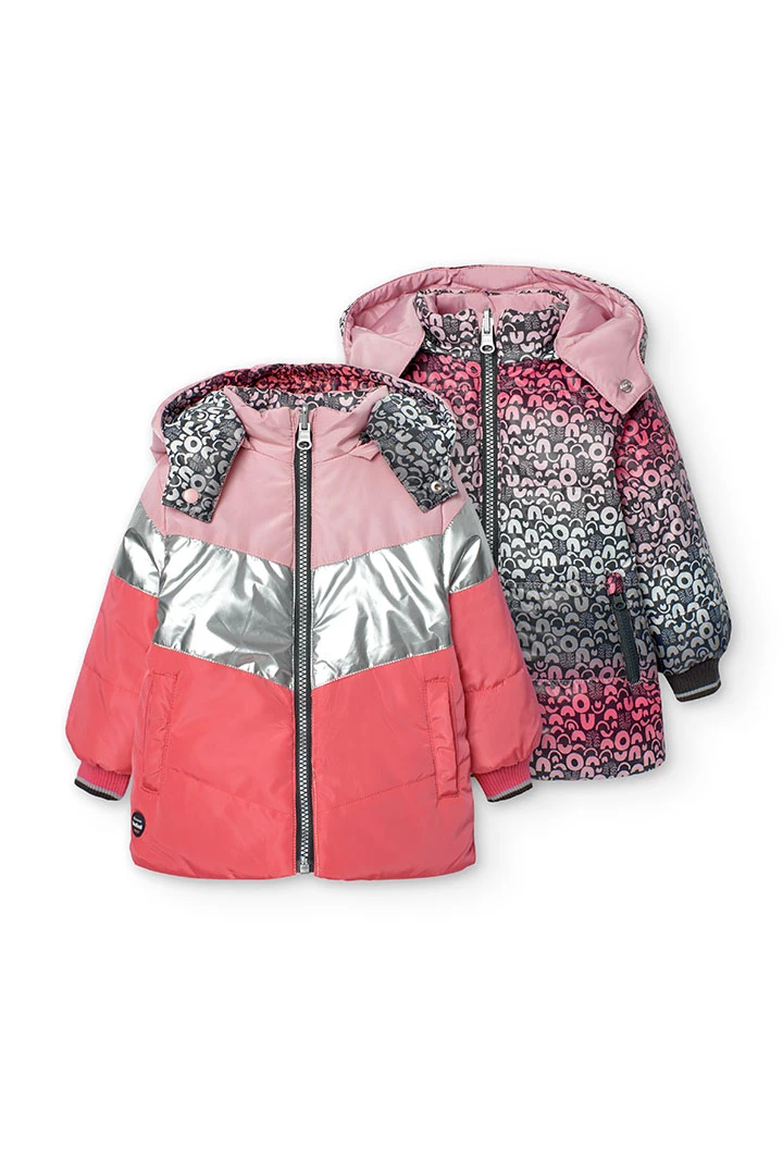 Parka réversible pour bébé fille en rose