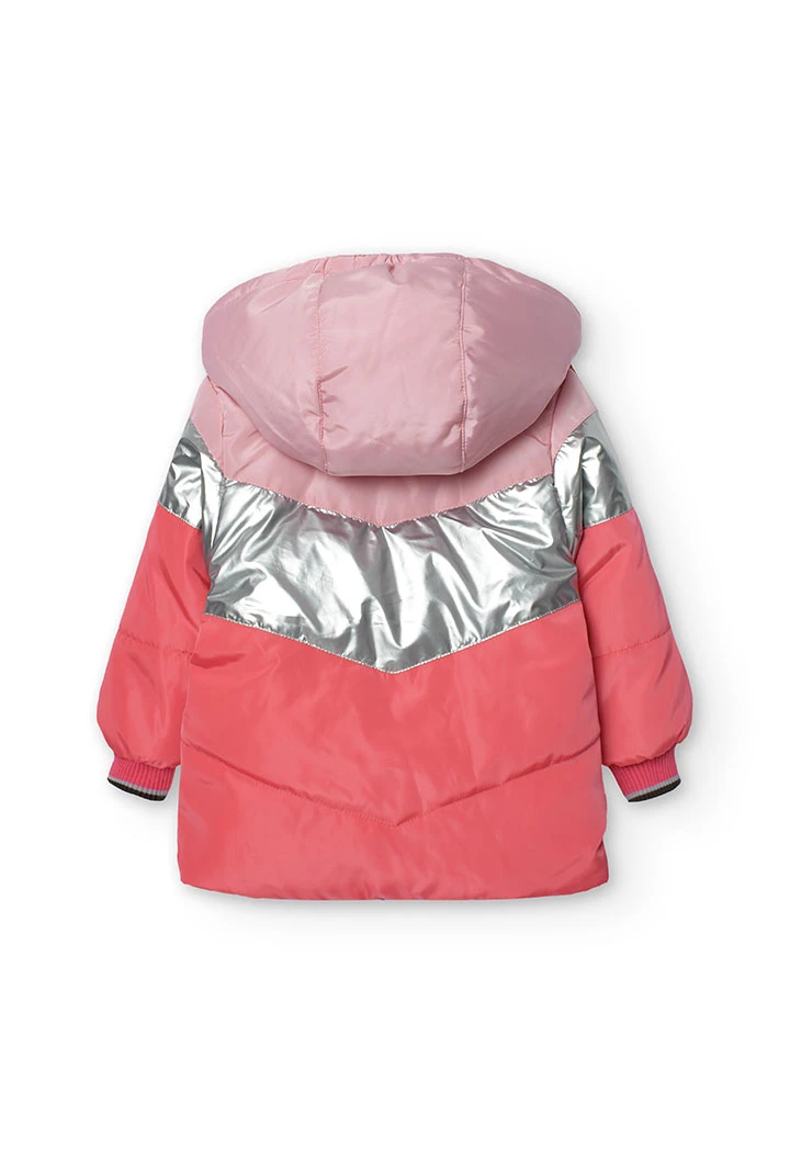 Parka reversible para bebé niña en rosa