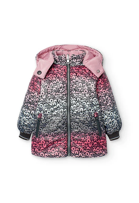 Parka reversible para bebé niña en rosa