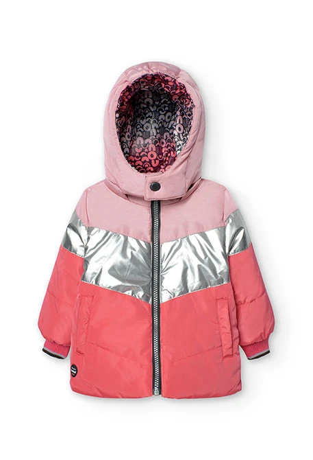 Parka reversible para bebé niña en rosa