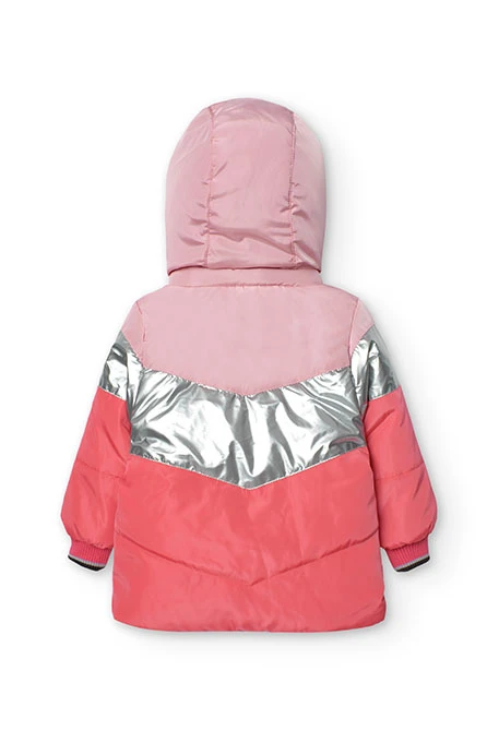 Parka réversible pour bébé fille en rose