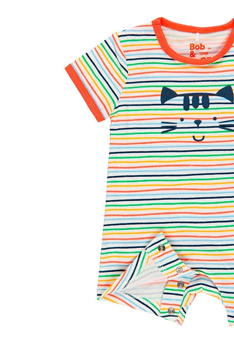 Grenouillère à rayures pour bébé - organique
