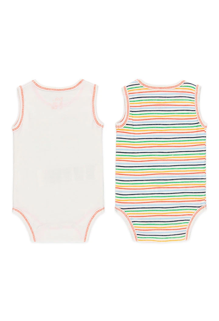 Pack 2 bodys de bebé unisex estampado de rayas multicolor y monocolor