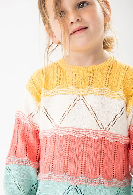 Yellow knitted jumper for baby girl