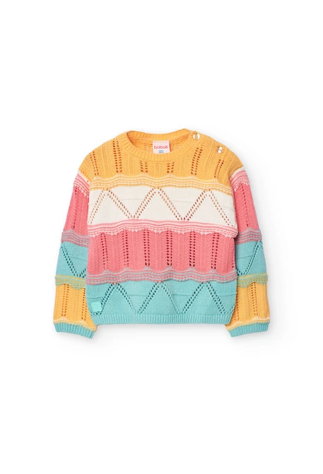 Pull en tricot pour bébé fille de couleur jaune
