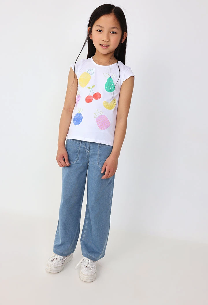 Baby girl knitted trousers in bleach colour