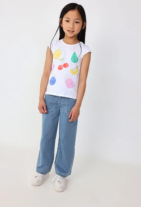 Pantaloni in maglia per bambina in colore bleach.