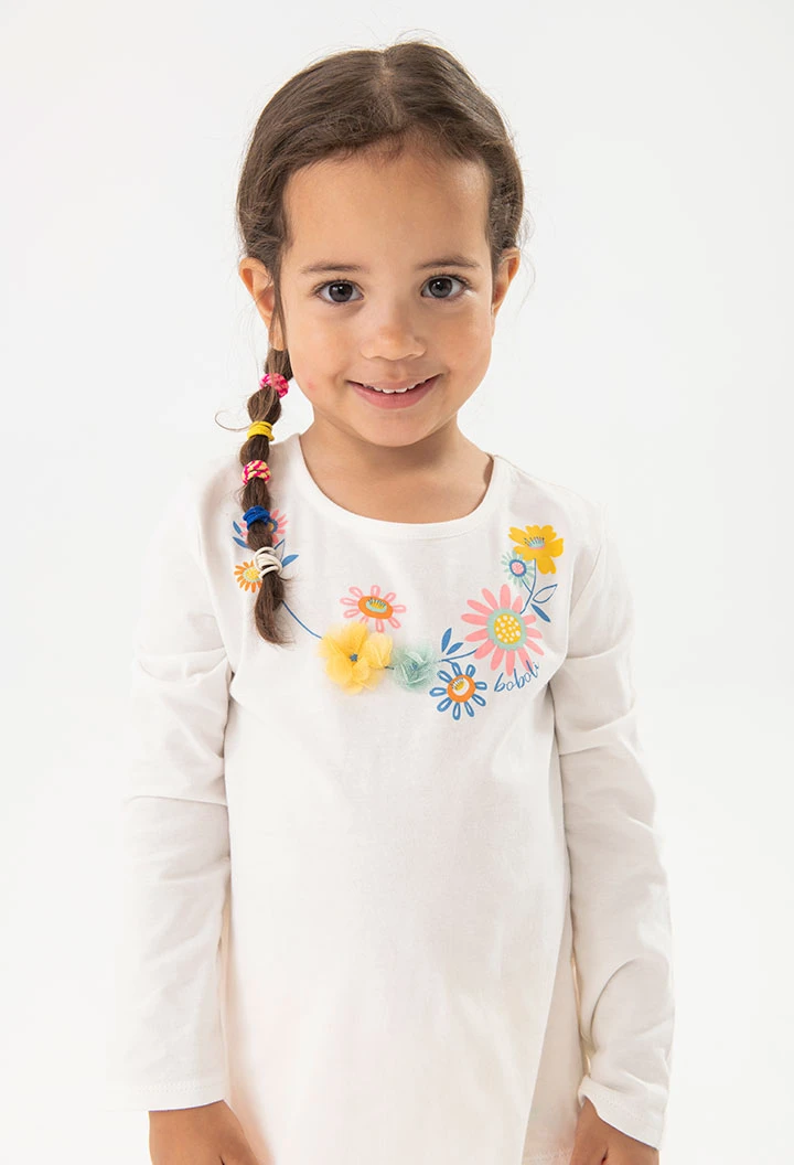 Maglietta a maglia per neonata in colore bianco combinato