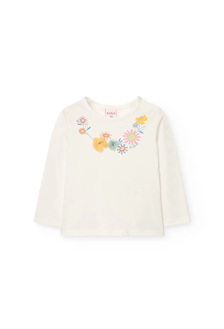 T-shirt en tricot pour bébé fille de couleur blanche combinée