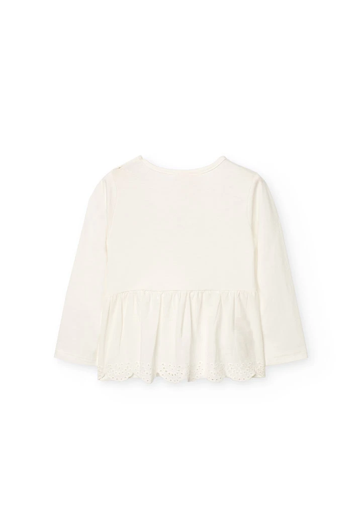 Maglietta a maglia per neonata in colore bianco combinato