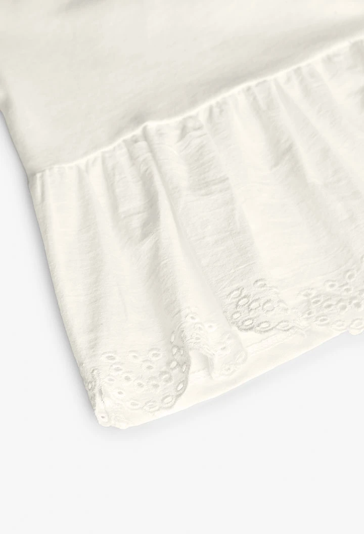 T-shirt en tricot pour bébé fille de couleur blanche combinée