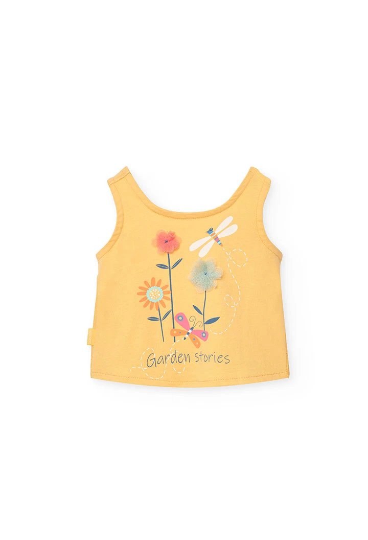 Canottiera a maglia per neonata in giallo