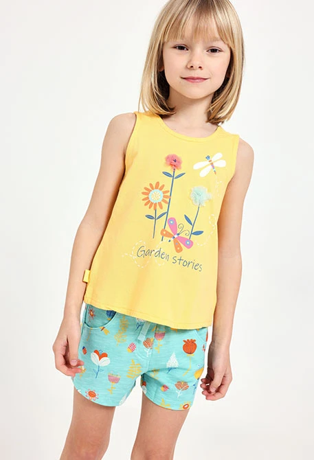 Camiseta de tirante de punto para bebé niña en amarillo