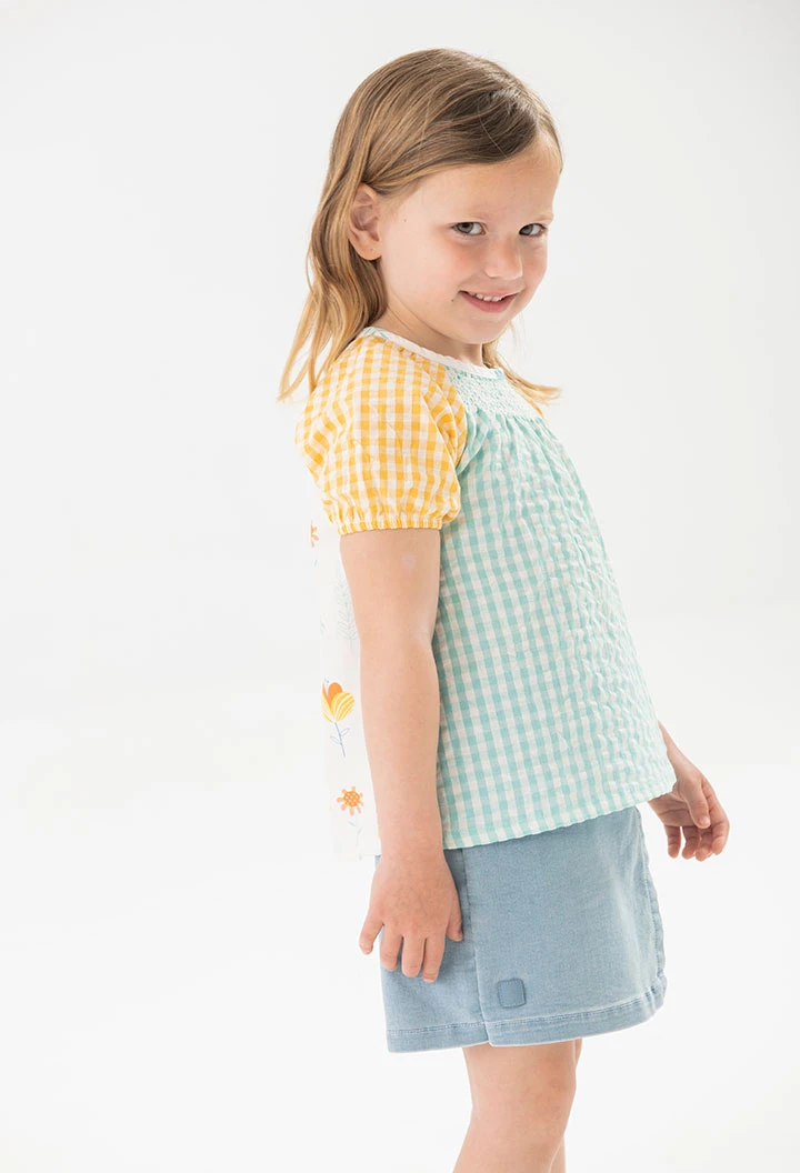 Blusa de popelín para bebé niña con diseño de cuadros en multicolor