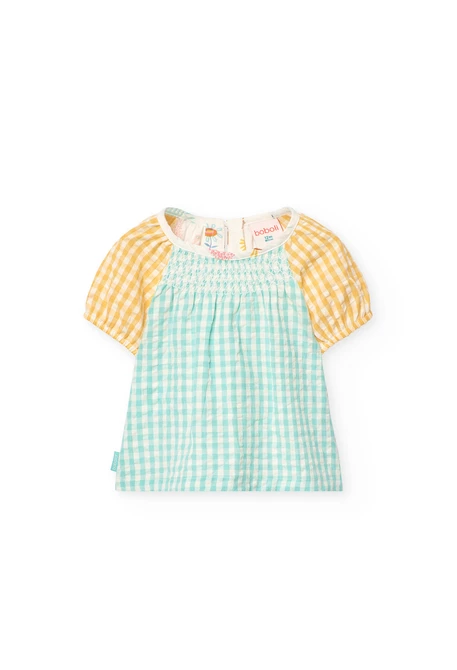 Blusa de popelín para bebé niña con diseño de cuadros en multicolor