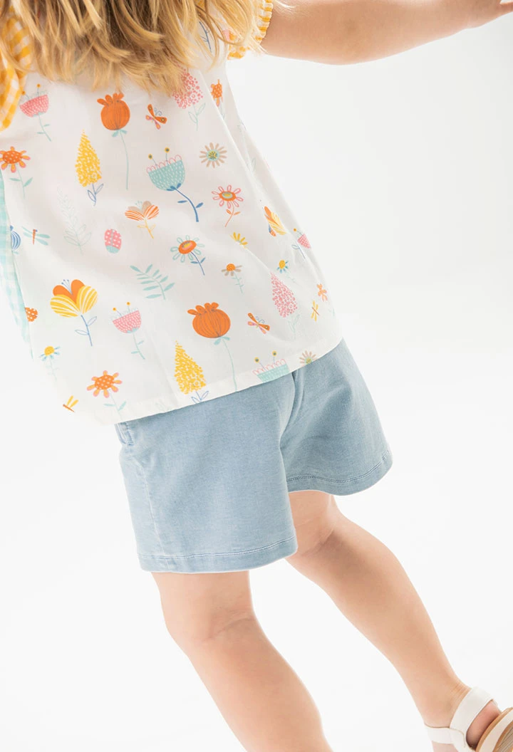 Baby girl\'s denim skort in BLEACH colour