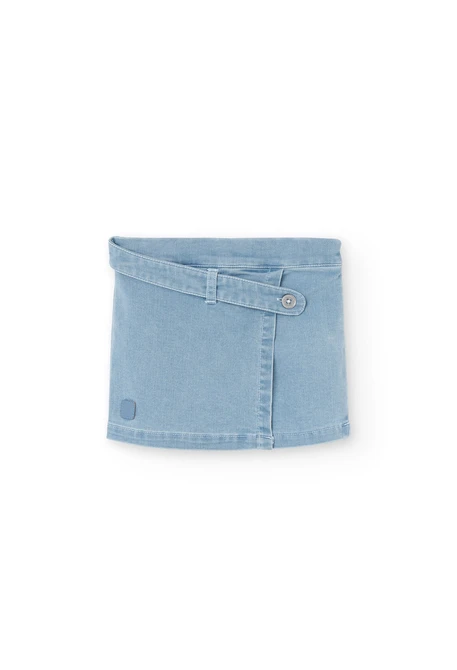 Gonna-pantaloncino in denim per neonata in colore bleach
