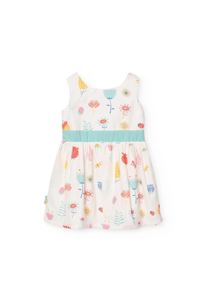 Vestito di raso per neonata con stampa floreale in colori pastello