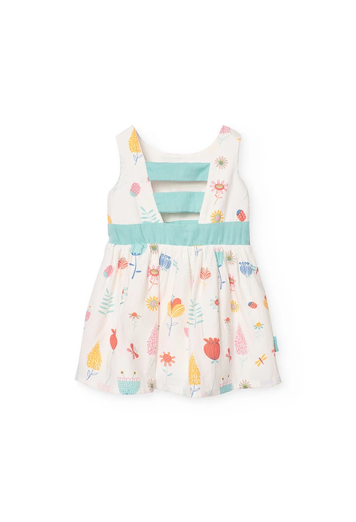 Vestito di raso per neonata con stampa floreale in colori pastello