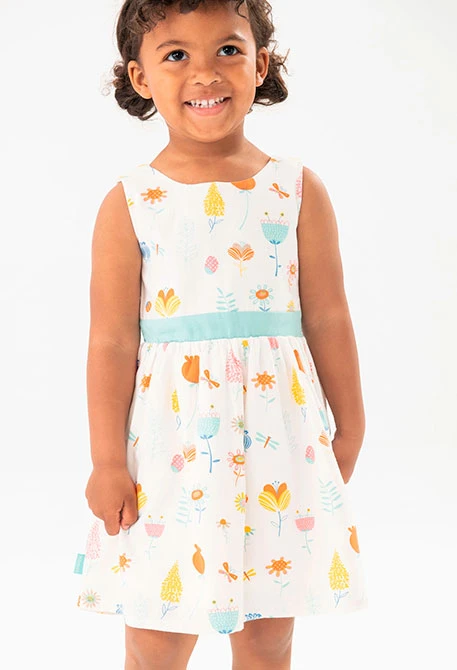Robe en satin pour bébé fille avec imprimé floral dans des couleurs pastel