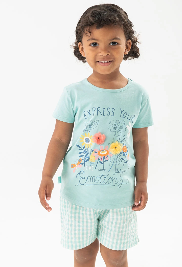 Camisola de malha para bebé menina em verde