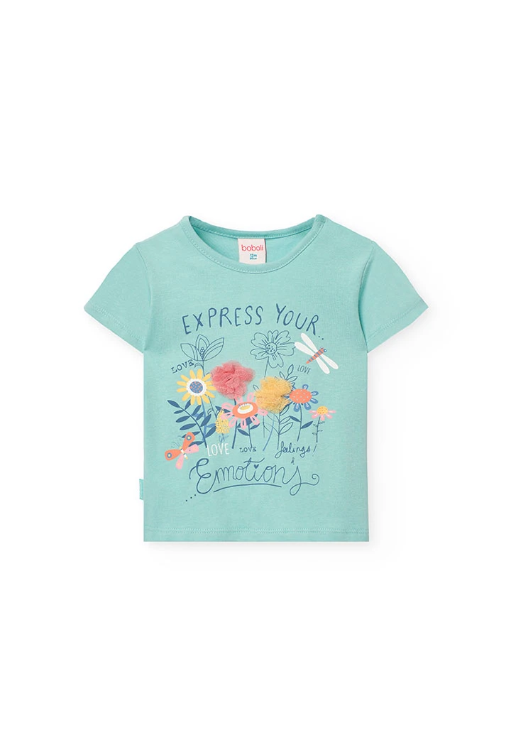 T-shirt en maille pour bébé fille de couleur verte