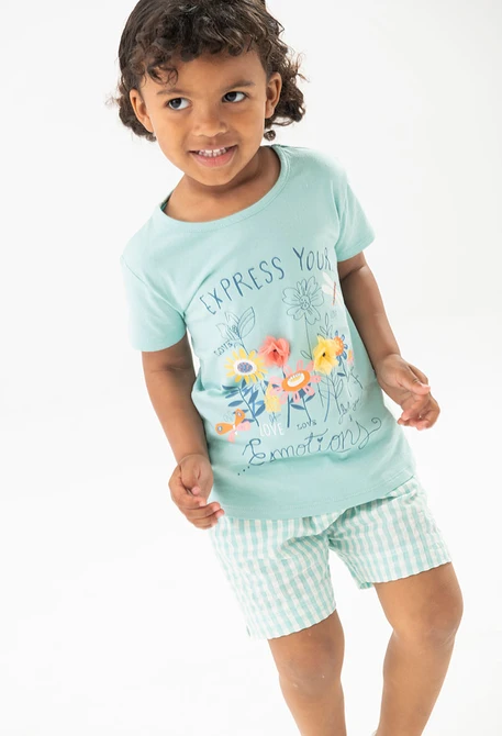 Camiseta de punto para bebé niña en color verde