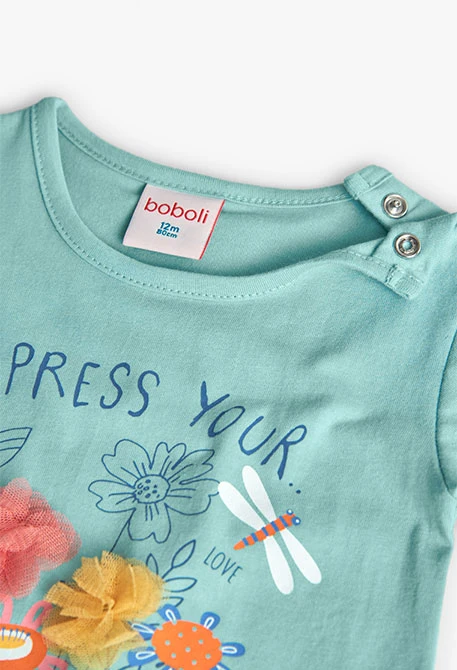 Camiseta de punto para bebé niña en color verde