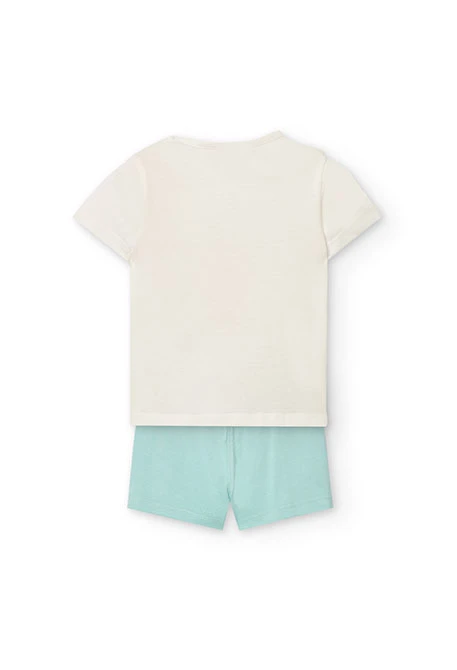Conjunto de camiseta y pantalón corto de punto para bebé niña en color blanco