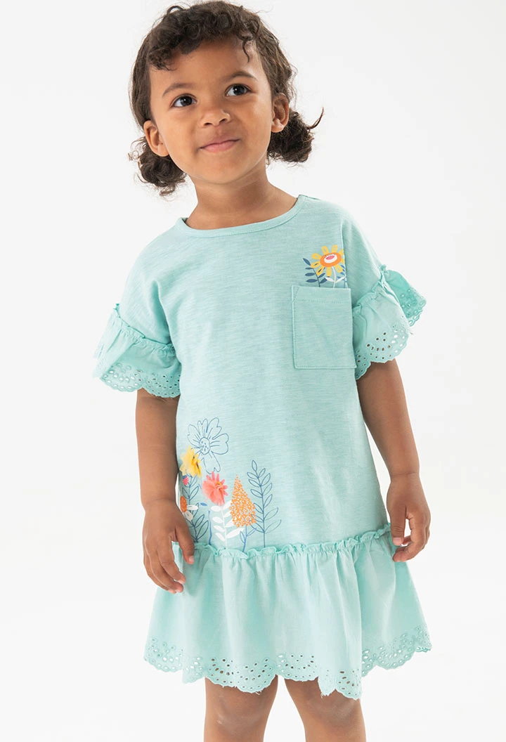 Robe en maille pour bébé fille de couleur verte