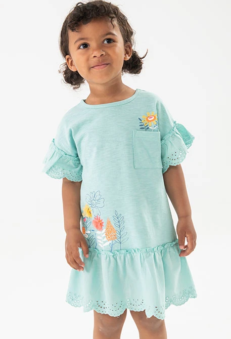 Robe en maille pour bébé fille de couleur verte