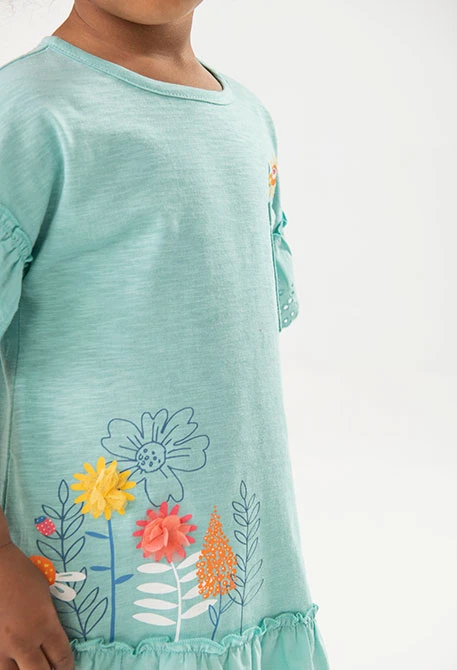 Vestido de punto para bebé niña en color verde