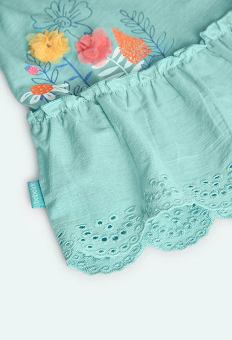 Vestido de punto para bebé niña en color verde